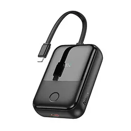 Зовнішній акумулятор Hoco q33 10000 mAh PD 20 W моб батарея з вбудованим кабелем Type-C чорна - мініатюра 2