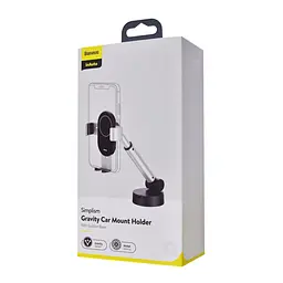Тримач в машину Baseus Simplism Gravity Car Mount With Suction Base чорний (30748 black) - мініатюра 2