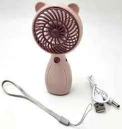 Вентилятор акумуляторний міні з ручкою USB діаметр 6см висота 13см Handy Mini Fan JX-998 рожевий - мініатюра 3