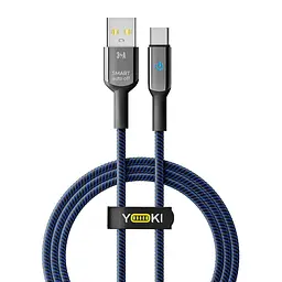 Кабель для заряджання та обміну даними USB Yoki YK-SM31 SMART Series USB/Type C 60W 3A/20V 1.2 м Чорно-Синій
