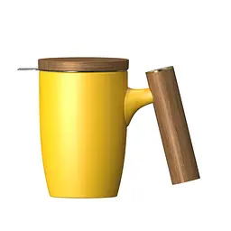 Чашка-заварник Wooden Brew Mug TM450-05A, 450 мл - Сірий - мініатюра 5