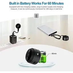 Камера відеоспостереження Pix-Link бездротова A9 720P/1MP шпигунська IP міні Wi-Fi камера Black (18655) - мініатюра 8