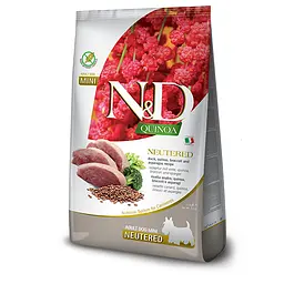 Сухий корм Farmina N&amp;D Quinoa Duck, Brocooli &amp; Asparagus Neutered для дорослих стерил. собак дрібних порід, качка, кіноа, броколі та спаржа, 2,5 кг