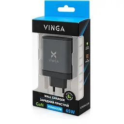 Зарядний пристрій Vinga 2xUSB-C + USB-A Display 65W (VCR65ACCDB) - мініатюра 10
