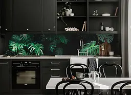 Кухонний фартух вініловий Листя Монстери ПВХнаклейка для кухні пальми зелений 60х250 см Happy Pocket Z180254 - мініатюра 2