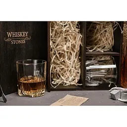 Подарунковий набір Whiskey Stones камені для віскі 9 штук + інструкція + мішечок для зберігання + щипці + декантер і 2 склянки - мініатюра 7