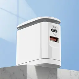 Зарядний пристрій Ldnio A2423C USB/ Type-C QC PD 25W нічник білий + кабель Type-C to Lightning - мініатюра 2