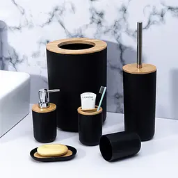 Набір аксесуарів для ванної кімнати 11345 6 предметів чорний - мініатюра 2