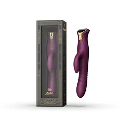 Пульсатор-кролик з вібрацією Zalo Mose Velvet Purple, нагрівання до 42°, кристал Swarovski - мініатюра 7