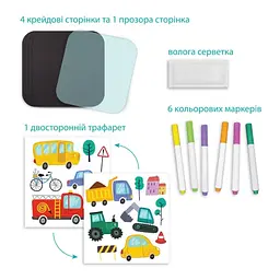 Дорожня книга для малювання DoDo Toys "Транспорт" 6 кольорових маркерів Синій (BK-203-D-796) - мініатюра 3