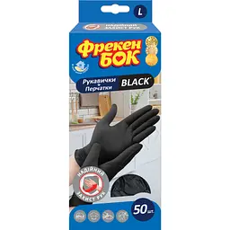 Рукавички господарські Фрекен БОК Black Латексні L 50 шт. (4823071648980)