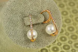 Сережки Xuping Jewelry абзац з перлиною 2,9 см золотисті - мініатюра 2