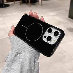 Чохол для iPhone 16e з MagSafe, захисний, глянцевий, з м’якою підкладкою, чорний - мініатюра 6