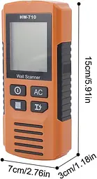 Детектор стін HW-710 5-в-1 для металу, проводки та дерева до 80 мм з LCD - мініатюра 5