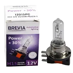 Галогенова лампа Brevia H15 12V 15/55W PGJ23t-1 Power +30% CP(12015PC)