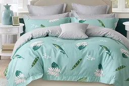 Комплект постільної білизни Ecotton полуторний 150х215 см із сатину Перо бірюзовий (22874)
