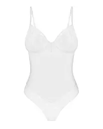 Боді Obsessive Alissium Teddy White, XL/2XL, ліф з м’якою чашкою, високі вирізи для ніг - мініатюра 5