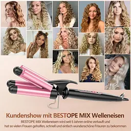 Щипці для завивки волосся BESTOPE MIX Wave Iron з трьома щипцями, 22 мм, 150°C/210°C, для завивки волосся "русалка" - мініатюра 3