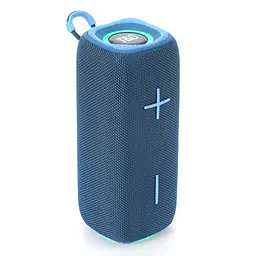 Портативна акумуляторна колонка 16W Bluetooth BT/USB/TF/FM з ремінцем та світломузикою 18см TG 654 синя