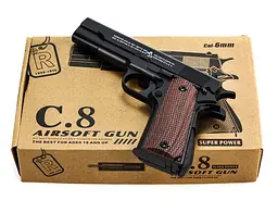 Іграшковий пістолет для страйкболу Airsoft Gun C.8 реалістична ігрова модель Чорний - мініатюра 6