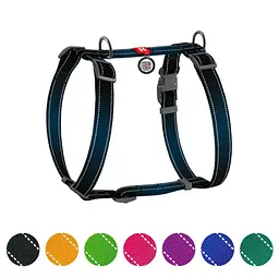 Шлея для собак Waudog Nylon Mono анатомічна H-подібна з QR паспортом світловідбиваюча M 40-70 см чорна - мініатюра 2