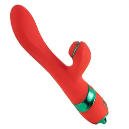 Вібратор-кролик з пульсацією та флогером LOCKINK SEVANDA Whip Vibrating Massage Wand, червоно-зелений - мініатюра 6