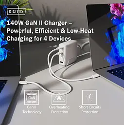 Digitus Зарядний пристрій GaN 3хUSB-C, 1хUSB-A, 140W - мініатюра 3