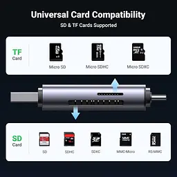 Картрідер UGREEN USB 3.0 + USB-C для карт SD та microSD - мініатюра 3