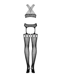 Бодістокінг Obsessive Bodystocking G313 S/M/L, шнурівка, геометричний декор - мініатюра 6
