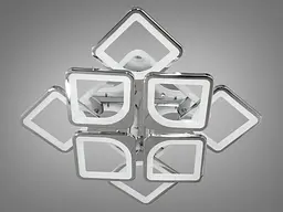 Стельова LED-люстра Diasha S8060/4+4HR 3color з пультом і димером, хром, 130W, 7150 lm, квадратні акрилові плафони 49×49 см - мініатюра 5