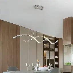 Видовжена люстра Gemo Led у срібному каркасі 120 см Line.F H 18L-1200 CH