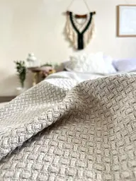 Покривало Zeintex Wheat бавовняне сіро-бежеве 230х280 см - мініатюра 8