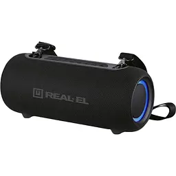 Колонка портативна 2.0 Real-El X-725 Black, 2 x 7.5 Вт, пластиковий корпус, Bluetooth, USB - А/USB - C, RGB підсвічування, живлення від акумулятора, вбудований мікрофон, 86 дБ, 3600мА*год, час роботи 10 год (EL121600028)
