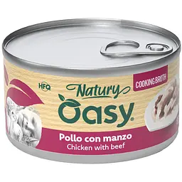 Вологий корм Oasy Cat Wet Natury для дорослих котів курка з яловичиною у соусі 85 г