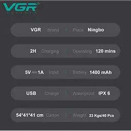 Бритва Шейвер VGR V-362 для сухого та вологого гоління Електробритва для обличчя Синя - мініатюра 4