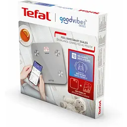 Ваги підлогові Tefal Goodvibes Life Bluetooth 160 кг AAAx3 в комплекті скло сірі - мініатюра 3