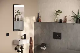 Дзеркало Hansgrohe Xarita Lite Q 360 700 з горизонтальним LED світильником matt black 54955670 - мініатюра 3