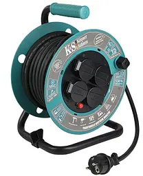 Мережевий фільтр KS CR-15M, 3000Вт, 4х16А/230В, 3х1.5мм, IP44, 3.2кг, на котушці, 15м, чорний (KSCR-15M)