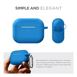 Силіконовий чохол для навушників Apple AirPods Pro, Hang Case, синій, ультратонкий захисний кейс товщиною 2 мм, захист від подряпин, пилу та ударів, компактний, з карабіном для кріплення, ArmorStandart (ARM56073) - мініатюра 2