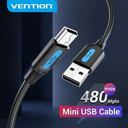 Кабель Vention USB to MiniUSB 2.0 5pin PVC Round 1.5 m Black (COMBG) - мініатюра 3