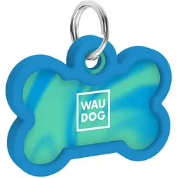Адресник для собак і котів Waudog Smart ID з QR паспортом Градієнт блакитний 4х2.8 см - мініатюра 3