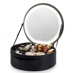 Аккумуляторный органайзер – косметичка из экокожи с LED-зеркалом 29×28×11 см