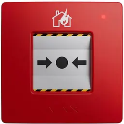 Бездротова настінна кнопка для активації пожежної тривоги вручну Ajax Manual Call Point, jeweller, бездротовий, червоний