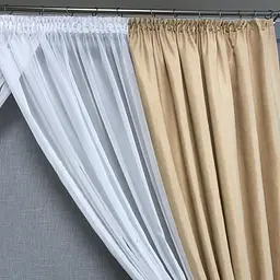 Коротка фіранка з мікровелюру та шифону кремово-білого кольору на тасьмі 1,7м на 4м ALBO pbe0052810 - мініатюра 3