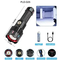 Ручний потужний ліхтар PLD G25-TG zoom + Type-C + Power Bank 1х26650 (3хААА) 5 режимів - мініатюра 10