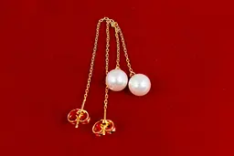 Сережки протяжки Xuping Jewelry з перлиною 8.5 см золотисті