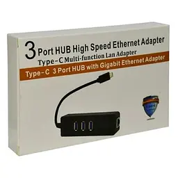 Хаб USB "4-in-1", Black, Type-C 3.1 - 3xUSB 3.0 / GLan Dynamode teh0019603 - мініатюра 3