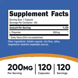 L-теанін Nutricost L-Theanine 200 мг 120 капсул - мініатюра 3