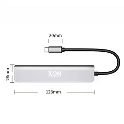 USB-хаб XON SmartHub 7 в 1 (HDMI, SD/TF, 2xType-C, 2xUSB3.0) Сірий (UHCHP074300G 5177) - мініатюра 4