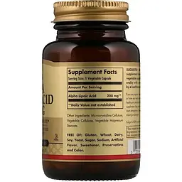 Альфа-ліпоєва кислота Solgar Alpha Lipoic Acid 200 мг 50 веган капсул - мініатюра 2